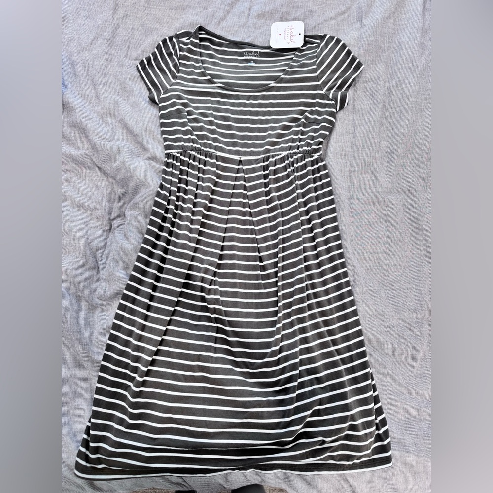 Isabel maternity olive green stripe dress